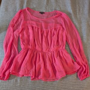 VENUS Bright Pink Sheer Blouse